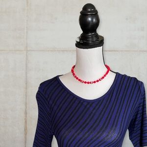 Beautiful Vintage Red & Rhinestone Choker Necklace